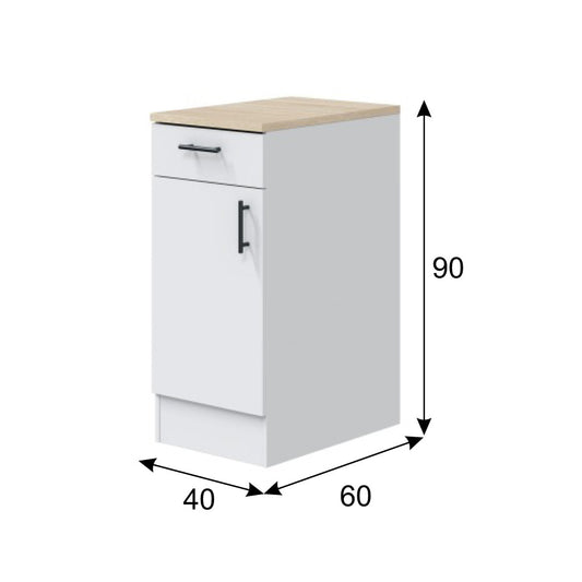 Módulo Bajo de Cocina Kira 40 cm Blanco Brillo